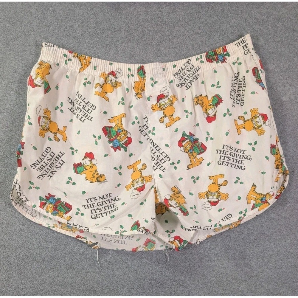 VTG Garfield Christmas Boxer Shorts 1978 Altered Skirt Collectible Waist Est 30